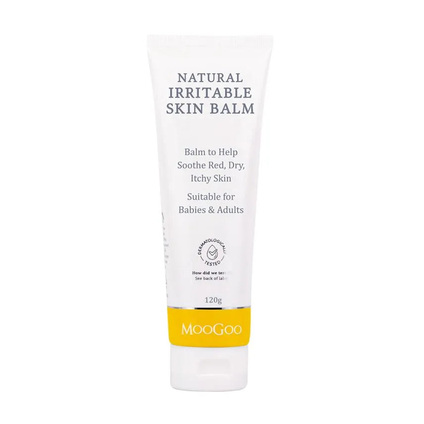 MooGoo Irritable Skin Balm 120g This is our original Irritable Skin Balm which has helped a lot of adults and babies with their skin concerns. In fact, without any advertising it has become one of our most popular products through word of mouth. Please remember though that one cream won't fix every skin problem for everyone. For more information specifically about Eczema click here, and for Psoriasis click here.  Please note that this product in Australia is called Eczema & Psoriasis Cream.