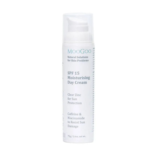 MooGoo Moisturising Day Cream SPF15 75g - 1st Stop Marshall's Health Shop, Gift Shop! - Heath and Natural Therapy New Brighton Christchurch - Naturopath