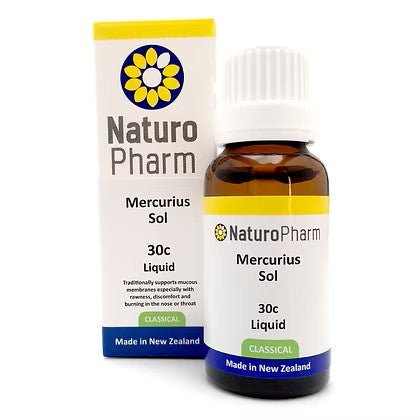 NaturoPharm Merc Sol 30c Liquid 20ml - 1st Stop Marshall's Health Shop, Gift Shop! - Heath and Natural Therapy New Brighton Christchurch - Naturopath