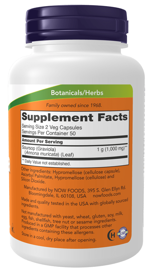 NOW Foods Graviola 500mg 100 Vege Capsules - 1st Stop Marshall's Health Shop, Gift Shop! - Heath and Natural Therapy New Brighton Christchurch - Naturopath