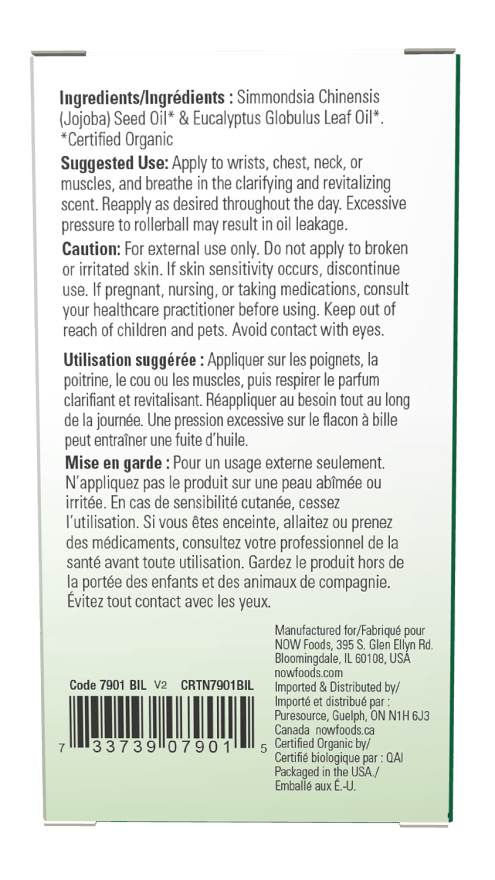 NOW Foods Roll - On Essential Oil Blend, Organic Eucalyptus 10ml - MarshallsHealthShop