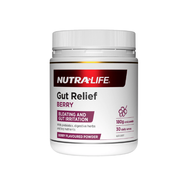 Nutralife Gut Relief Powder Berry 180g 1st Stop, Marshall's Health Shop! Gut Relief is a great tasting formula that combines the power of prebiotics with key nutrients and plant extracts – slippery elm, marshmallow, aloe vera – to help: