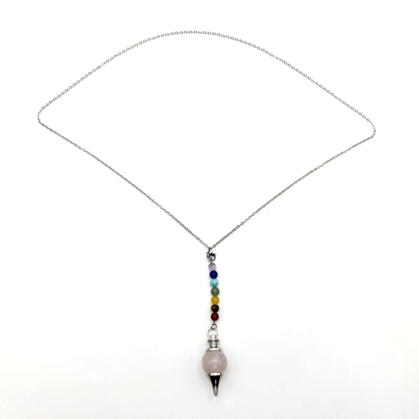 Pendulum Necklace Rose Quartz Chakra Beads - MarshallsHealthShop