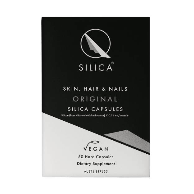 Qsilica Colloidal Silica Hair Skin Nail 50 caps Qsilica Colloidal silica capsules offers a convenient form of colloidal silica, a dietary mineral that may support skin, hair and nail health. Formulated to nourish from within, Qsilica capsules may support skin health.