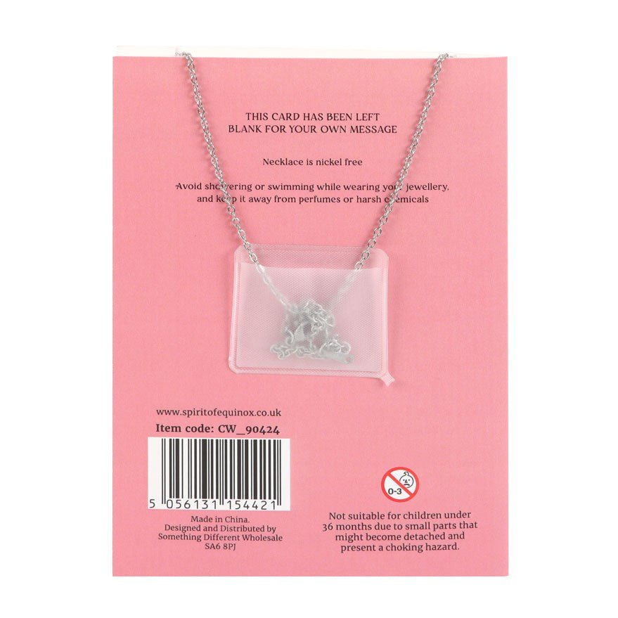 Rose Quartz Crystal Moon Necklace on Greeting Card - MarshallsHealthShop
