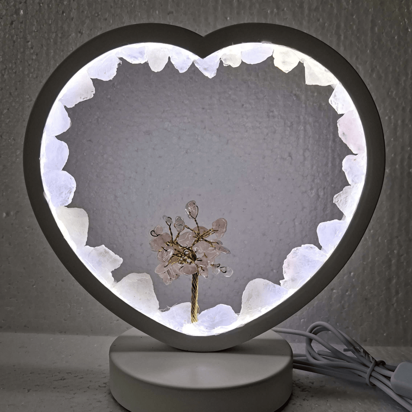 Rose Quartz LED USB Lamp with Gemstone Tree - MarshallsHealthShop