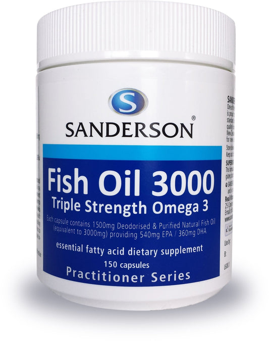 SANDERSON Fish Oil 3000 150 SoftGels - 1st Stop Marshall's Health Shop, Gift Shop! - Heath and Natural Therapy New Brighton Christchurch - Naturopath