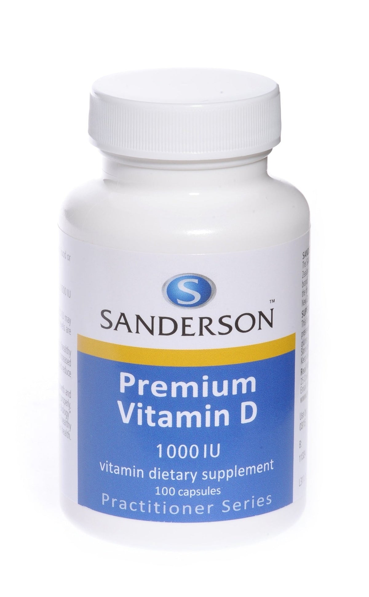 SANDERSON PREMIUM VITAMIN D3 1000IU 100 Caps - 1st Stop Marshall's Health Shop, Gift Shop! - Heath and Natural Therapy New Brighton Christchurch - Naturopath
