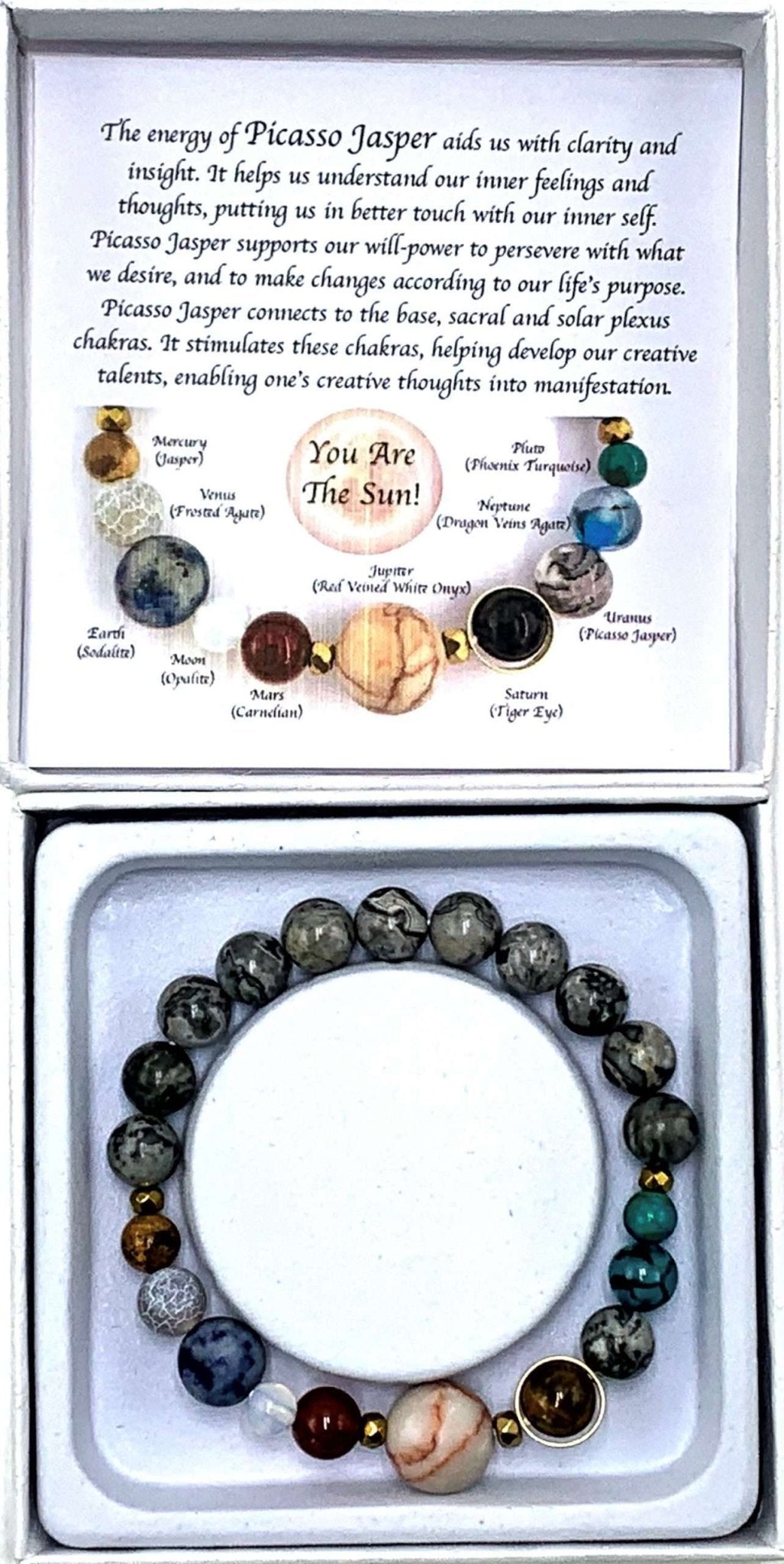 Solar System Bracelet Grey Picasso Jasper - 1st Stop Marshall's Health Shop, Gift Shop! - Heath and Natural Therapy New Brighton Christchurch - Naturopath