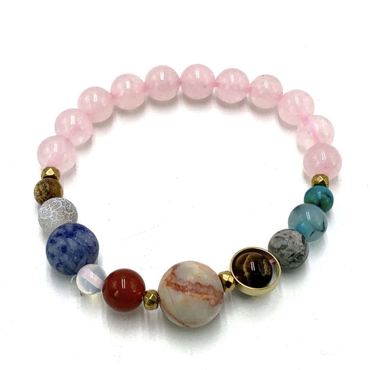 Solar System Bracelet - Rose Quartz - 1st Stop Marshall's Health Shop, Gift Shop! - Heath and Natural Therapy New Brighton Christchurch - Naturopath