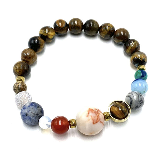 Solar System Bracelet Tiger Eye - 1st Stop Marshall's Health Shop, Gift Shop! - Heath and Natural Therapy New Brighton Christchurch - Naturopath