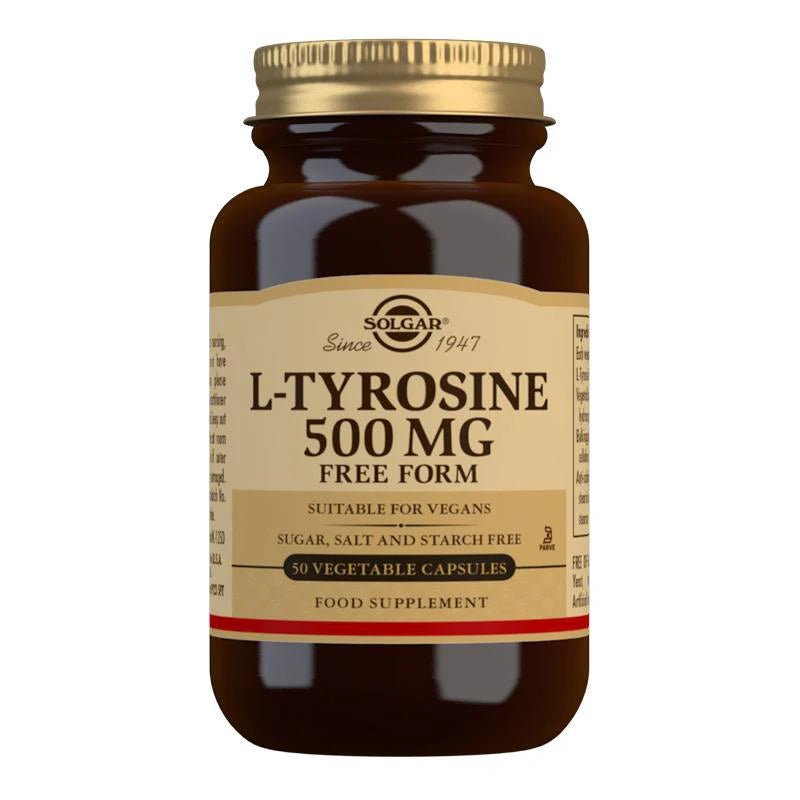 Solgar L - Tyrosine 500mg 50 Vege Caps - 1st Stop Marshall's Health Shop, Gift Shop! - Heath and Natural Therapy New Brighton Christchurch - Naturopath