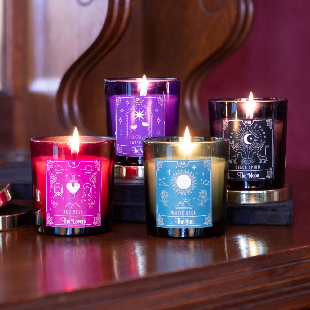 Tarot Candle The Lovers Red Rose - MarshallsHealthShop