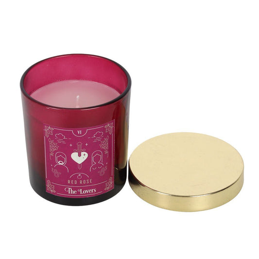 Tarot Candle The Lovers Red Rose - MarshallsHealthShop