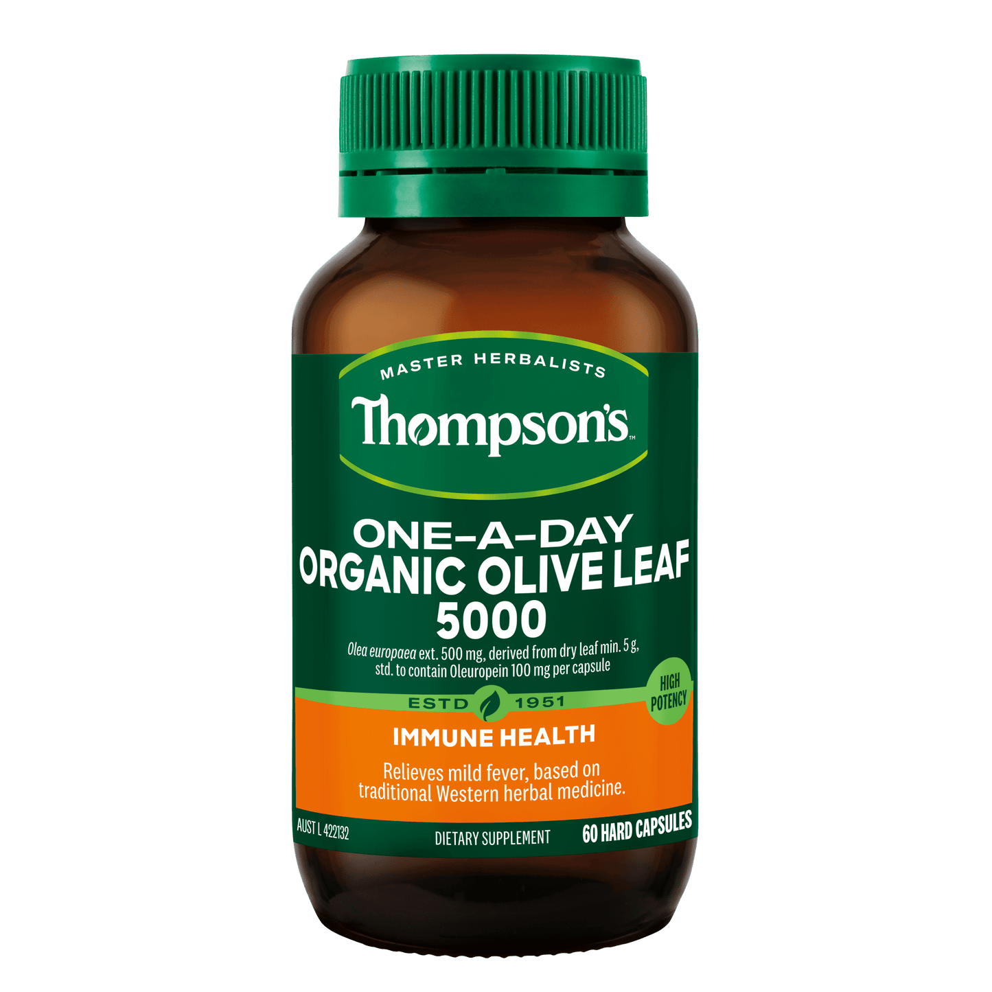 Thompson's One - A - Day Organic Olive Leaf 5000 60 Capsules - 1st Stop Marshall's Health Shop, Gift Shop! - Heath and Natural Therapy New Brighton Christchurch - Naturopath
