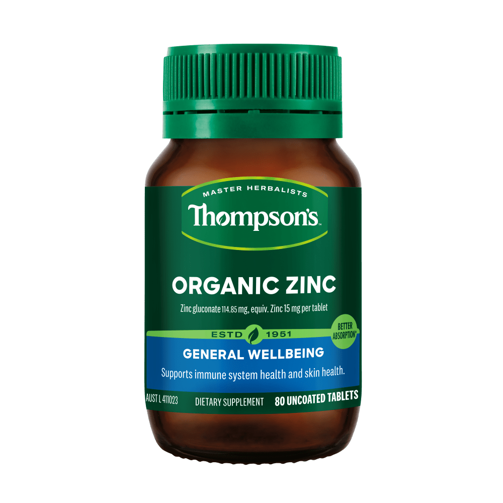 Thompson's Organic Zinc 80 Tablets - 1st Stop Marshall's Health Shop, Gift Shop! - Heath and Natural Therapy New Brighton Christchurch - Naturopath
