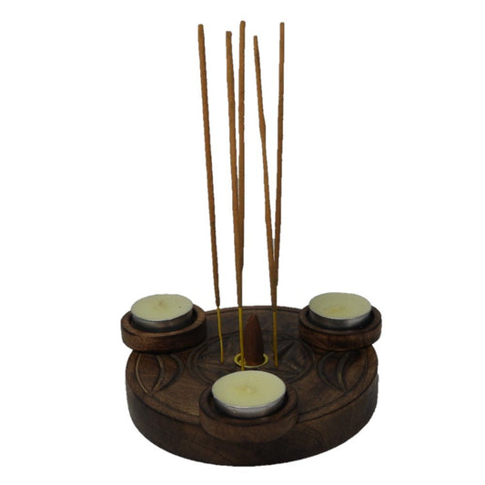 Triple Moon Incense/Tealight Burner 6.5 inch - MarshallsHealthShop