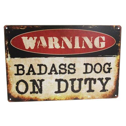 Wall Art Tin Dog on Duty Sign# - 1st Stop Marshall's Health Shop, Gift Shop! - Heath and Natural Therapy New Brighton Christchurch - Naturopath#