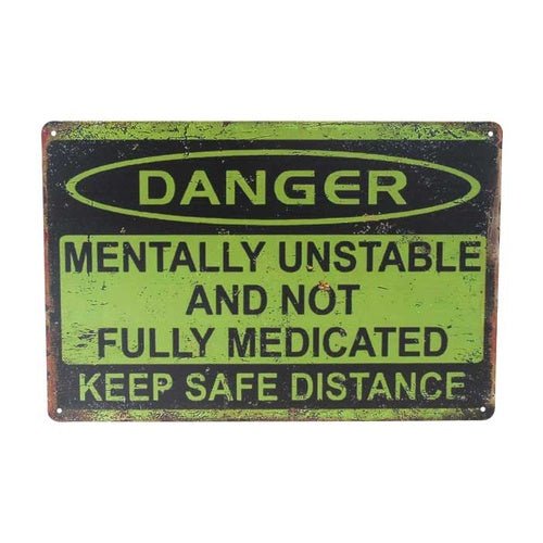 Wall Art Tin Mentally Unstable# - 1st Stop Marshall's Health Shop, Gift Shop! - Heath and Natural Therapy New Brighton Christchurch - Naturopath#