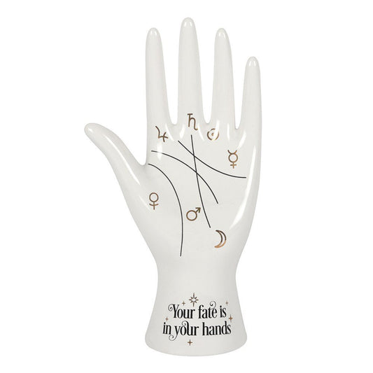 White Ceramic Palmistry Hand Ornament - MarshallsHealthShop