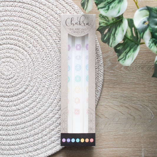 White Chakra Dinner Candles (3) - MarshallsHealthShop