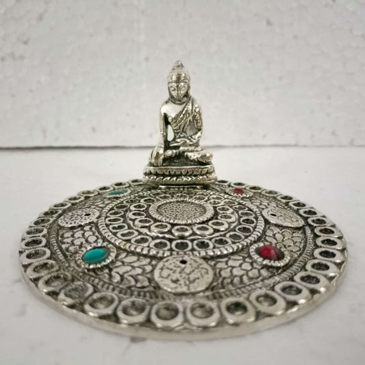 White Round Buddha Incense Holder - MarshallsHealthShop