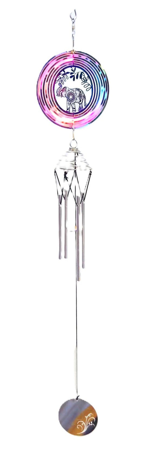 Windspinner Windchime Lucky Elephant Purple - MarshallsHealthShop
