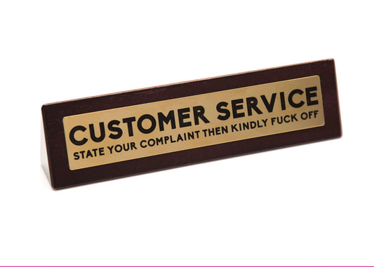 Wooden Desk Sign Customer Service - 1st Stop Marshall's Health Shop, Gift Shop! - Heath and Natural Therapy New Brighton Christchurch - Naturopath
