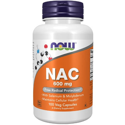 NOW NAC 600mg 100 Veg Caps. What is NAC?  N-acetyl cysteine (NAC) is a stable form of the non-essential amino acid cysteine. It is a sulfur-containing amino acid that acts as a stabilizer for the formation of protein structures and is also necessary for the formation of glutathione. Molybdenum and selenium are essential trace minerals that facilitate the production of several important enzymes.