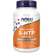 NOW Foods 5-HTP, Double Strength 200 mg 120 Veg Capsules 1st Stop, Marshall's Health Shop!  5-HTP, the intermediate metabolite between the amino acid tryptophan and serotonin, is extracted from the seed of an African plant (Griffonia simplicifolia).  NOW® Double Strength 5-HTP has twice the 5-HTP (200 mg per capsule) as in our regular strength product (100 mg per capsule).