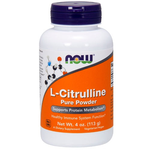 NOW L-Citrulline Pure Powder 113g. What is L-Citrulline? Citrulline is a non-essential amino acid that is an important intermediate in the urea cycle, functioning along with other amino acids to rid the body of ammonia, a byproduct of protein metabolism. Citrulline also plays an important role in the healing process and in the maintenance of a healthy immune system.