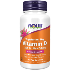 NOW Foods Vitamin D 1000 IU Dry 120 Veg Capsules 1st Stop, Marshall's Health Shop!  Vitamin D-2, or ergocalciferol, is a vegetarian based form of vitamin D that can help to maintain optimal levels of vitamin D in the body.* Vitamin D enhances the uptake of calcium from the diet, is critical for bone health, and supports the immune system.*