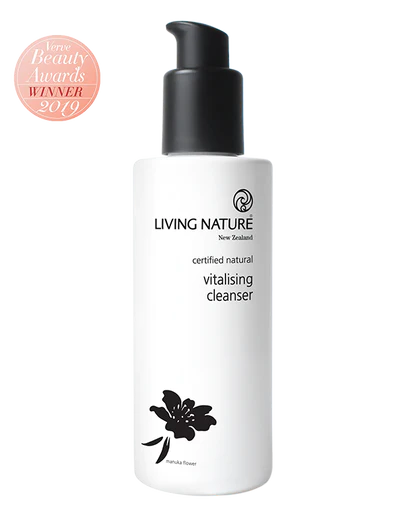 Living Nature’s certified natural Vitalising Cleanser is a gentle creamy cleanser to remove makeup and impurities without stripping your skin.  • Gentle cream formulation • Cleanses without stripping skin of protective oils • Suitable for normal to dry and mature skin • Certified natural • Made in New Zealand