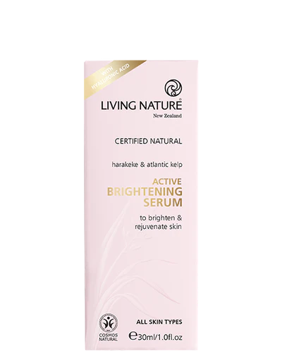 Living Nature's certified natural Active Brightening Serum is your powerful and effective solution to minimise the appearance of uneven skin tone and pigmentation while nurturing and protecting skin.