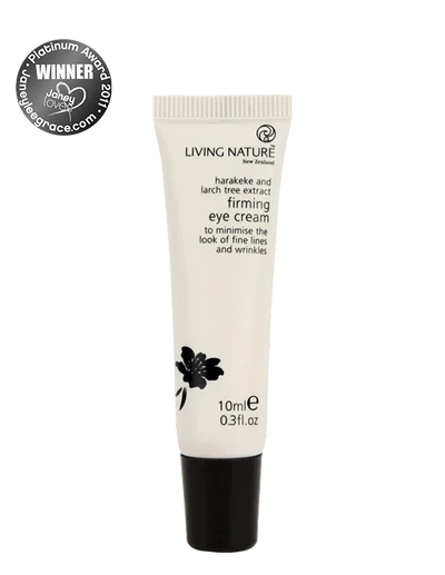 LIVING NATURE FIRMING EYE CREAM 10ML With nourishing active Mānuka Honey and hydrating Harakeke Flax Gel, Living Nature's certified natural Firming Eye Cream is highly concentrated and easily absorbed, to help reverse the aging effects of stress and wear around your eyes.