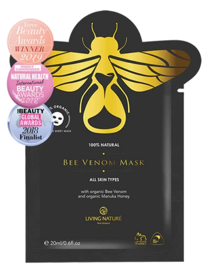 Living Nature’s Bee Venom Mask combines organic Bee Venom with the natural botanicals of organic Mānuka Honey and certified organic Coconut Oil to create a mask that plumps, tightens, and reduces the appearance of fine lines and wrinkles, giving skin a healthy and youthful glow.