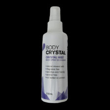 BODY CRYSTAL Mist 150ml Fragrance Free The Body Crystal Ascending waters over thousands of years has formed this impressive crystal, its double mineral qualities prevent bacteria forming in perspiration which is the cause of body odour. This incredible substance has been used for centuries as a natural astringent and for its natural anti-bacterial and anti-fungal properties.