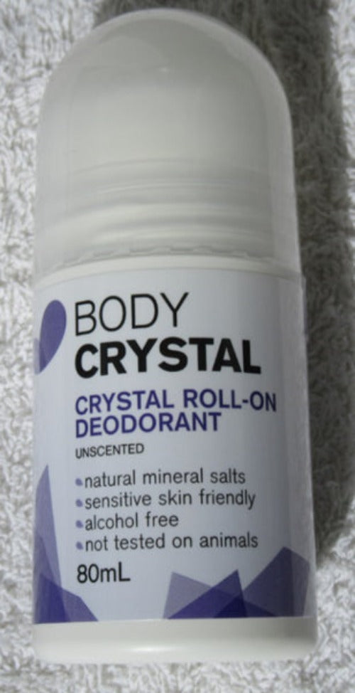 BODY CRYSTAL Fragrance Free Roll On 80ml The Body Crystal Ascending waters over thousands of years has formed this impressive crystal, its double mineral qualities prevent bacteria forming in perspiration which is the cause of body odour. This incredible substance has been used for centuries as a natural astringent and for its natural anti-bacterial and anti-fungal properties.