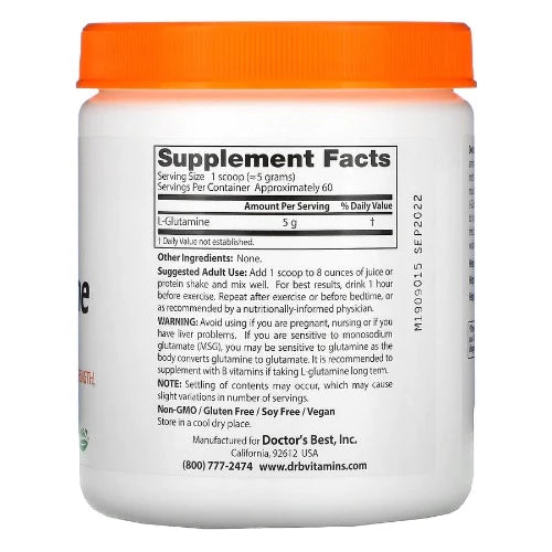 Doctor's Best Pure L-Glutamine Powder, 10.6 oz (300 g)