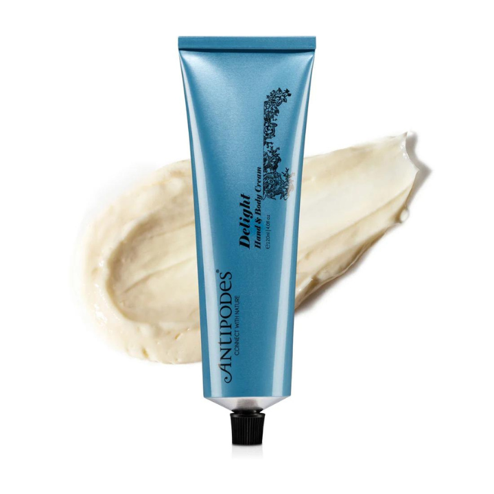 Antipodes Delight Hand & Body Cream 120ml 1st Stop, Marshall's Health Shop! An all-over moisturiser enriched with nourishing avocado oil to intensely hydrate without greasiness. The luxurious formulation includes the revolutionary antioxidant extract Vinanza® Grape, to improve elasticity and firmness.