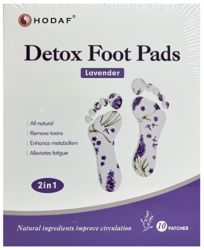 HODAF Detox Foot Patches - Lavender 10pk. HODAF ® NATURAL PADS FOR THE DETOXIFICATION OF YOUR BODY.  An effective and natural method for the detoxification of your body, the improvement of your sleep quality and the reduction of stress