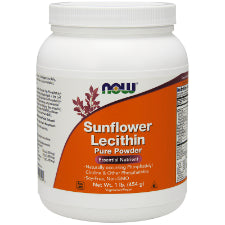 NOW Sunflower Lecithin Pure Powder 454g. What Sunflower Lecithin?  Lecithin is naturally occurring nutrient found in many foods including sunflowers, soy beans and egg yolks. Its primary role is to emulsify fats and breakdown cholesterol, helping maintain healthy cholesterol levels.
