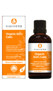 KIWIHERB Organic Kid's Calm 100ml Kiwiherb Organic Kid's Calm is a delicious tasting syrup that helps calm irritable or over-excited infants and children, and soothes colic, gripe, wind and upset tummies. Ideal to help your baby sleep, and calm them during travel and teething.