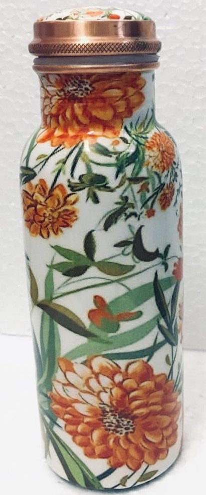 Ayurveda Copper Floral Bottle 750ml CW10