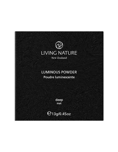 LIVING NATURE LUMINOUS PRESSED POWDER - DEEP Natural minerals combine to make this powder reflective and refractive, adding a soft luminous glow to your complexion. Use as the finishing touch after foundation or tinted moisturiser, or alone for soft natural colour.