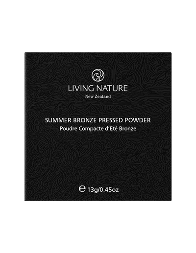 Living Nature's certified natural Summer Bronze Pressed Powder delivers a radiant, sun-kissed complexion.  Fragrance-free and suitable for all skin types, including sensitive skin. 13g