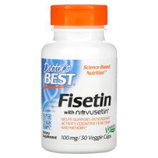 Doctor's Best Fisetin with Novusetin ™️ contains a naturally sourced flavonol that displays positive effects on brain cells and cognitive function pathways in preclinical research. Fisetin is a bioflavonoid antioxidant that can help maintain glutathione levels and mitochondrial function in the presence of oxidative stress.
