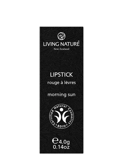 Feel the warmth with Living Nature’s certified natural Morning Sun lipstick, an earthy terracotta with a hint of pink and orange undertones. Formulated with the highest quality, all natural ingredients, Morning Sun hydrates and rejuvenates lips while providing long-lasting luscious colour. Presented in sleek black packaging, the nourishing waxes and premium pigments ensure smooth application for a gorgeous natural smile. 