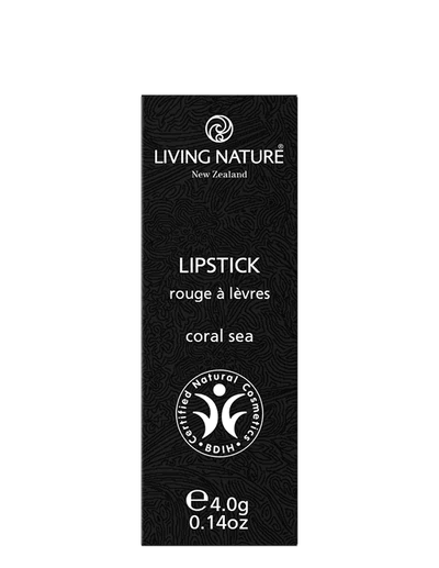 Living Nature’s certified natural Coral Sea lipstick is a warm burnt peach colour which evokes daydreams of a holiday in the tropics. Formulated with the highest quality, all natural ingredients, Coral Sea hydrates and rejuvenates lips while providing long-lasting luscious colour. Presented in sleek black packaging, the nourishing waxes and premium pigments ensure smooth application for a gorgeous natural smile.
