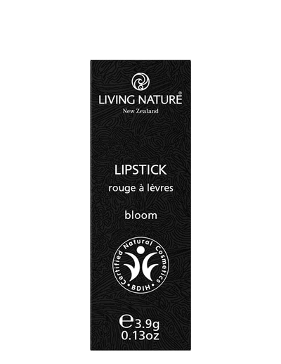 LIVING NATURE LIPSTICK - BLOOM Add a pop of summer colour with Living Nature’s certified natural Bloom lipstick, a warm coral pink perfect for any occasion. Formulated with the highest quality, all natural ingredients, Bloom hydrates and rejuvenates lips while providing long-lasting luscious colour.